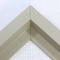 This large, L-shaped canvas floater frame features Grey w/Beige Lines, and a 1-1/8 " flat face.
*Note: These solid wood, custom canvas floaters are for stretched canvas prints and paintings, and raised wood panels.